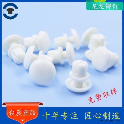 東莞臺(tái)晨 廠家直銷  尼龍鉚釘 塑料PA66材質(zhì) R型頭部 卡扣式按入 應(yīng)用于電子設(shè)備領(lǐng)域