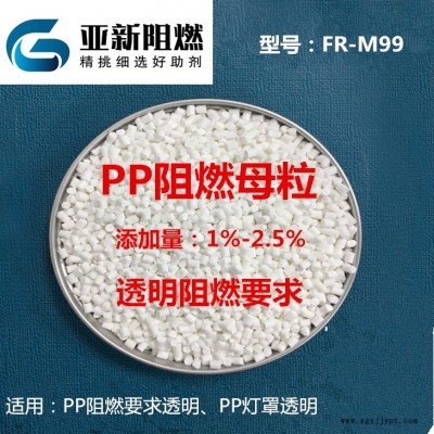 廠家直銷高透明PP阻燃劑，高透明PP阻燃母粒，無(wú)鹵透明PP，東莞亞新FR-M99,燈罩面板透明PP
