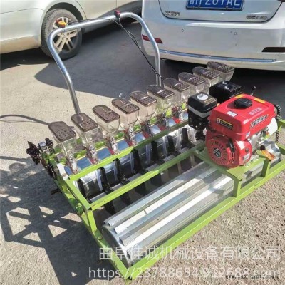 顆粒菜籽精播機(jī)曲阜佳誠(chéng)機(jī)械手推汽油10行芥菜蘿卜精播機(jī)
